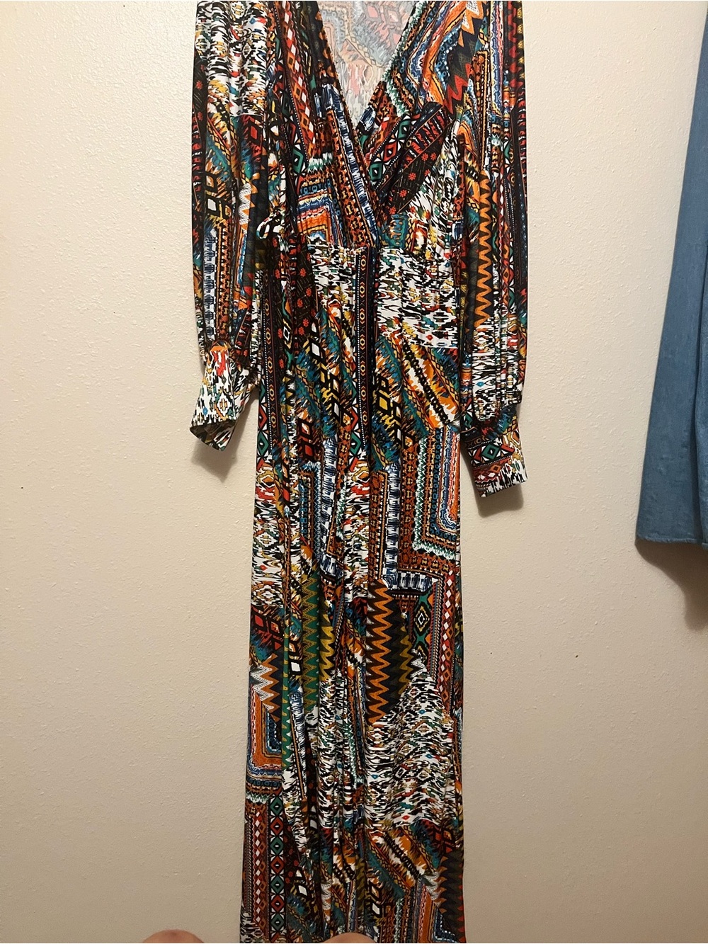 Boho Multi-Color Printed Wrap Maxi Dress